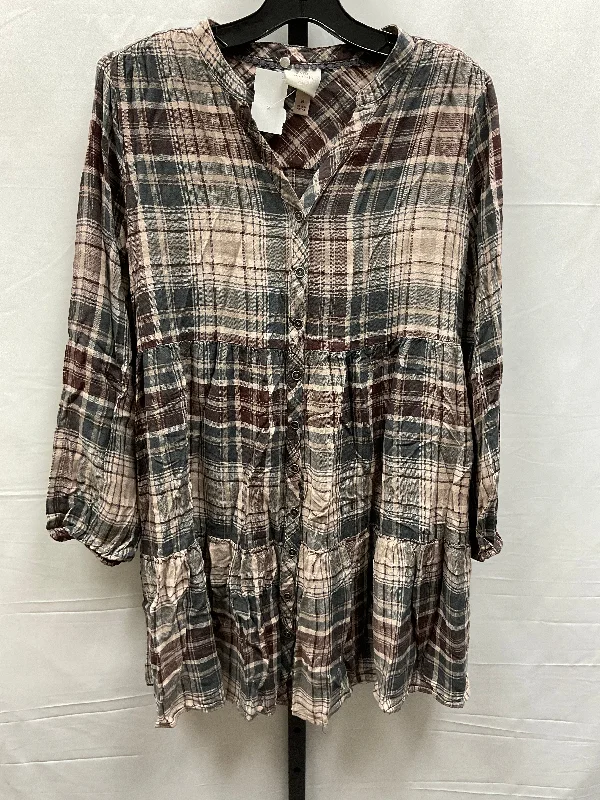 Dress Casual Midi By Knox Rose In Plaid Pattern, Size: M