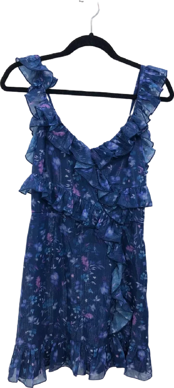 French Connection Blue Depths Ruffled Sleeveless Dress UK 8