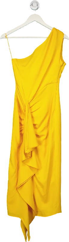 Karen Millen Yellow One-Shoulder Satin Dress UK 6