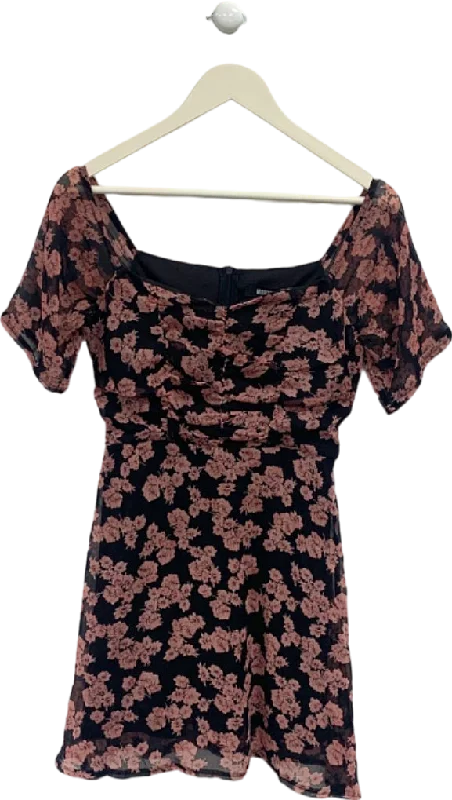 Missguided Black Pink Floral dress Size UK 4