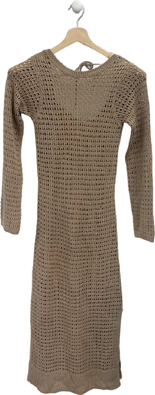 New Look Beige Crochet Knit Dress UK 8