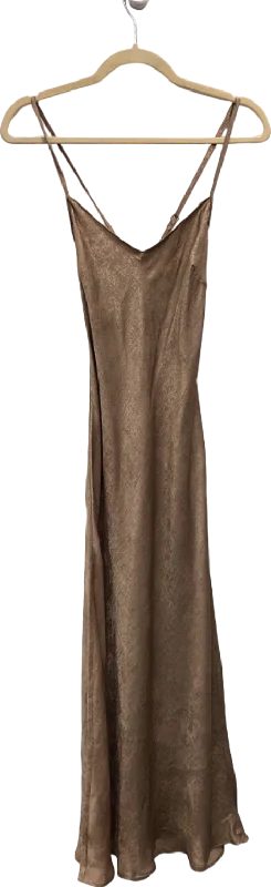 New Look Brown Satin Slip Dress UK 8