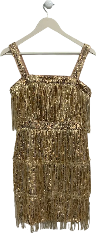 Gold Sequin Fringe Dress EU 36 UK 8