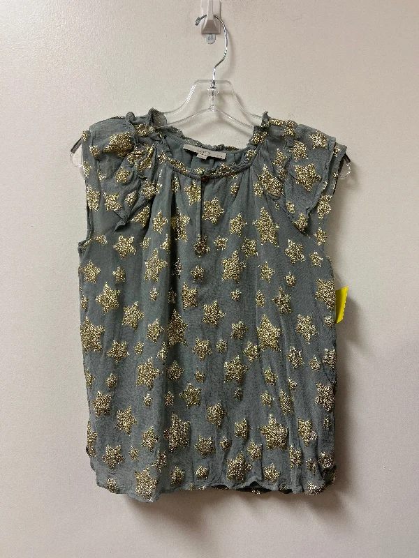 Top Short Sleeve By Loft In Gold & Grey, Size: Xsp