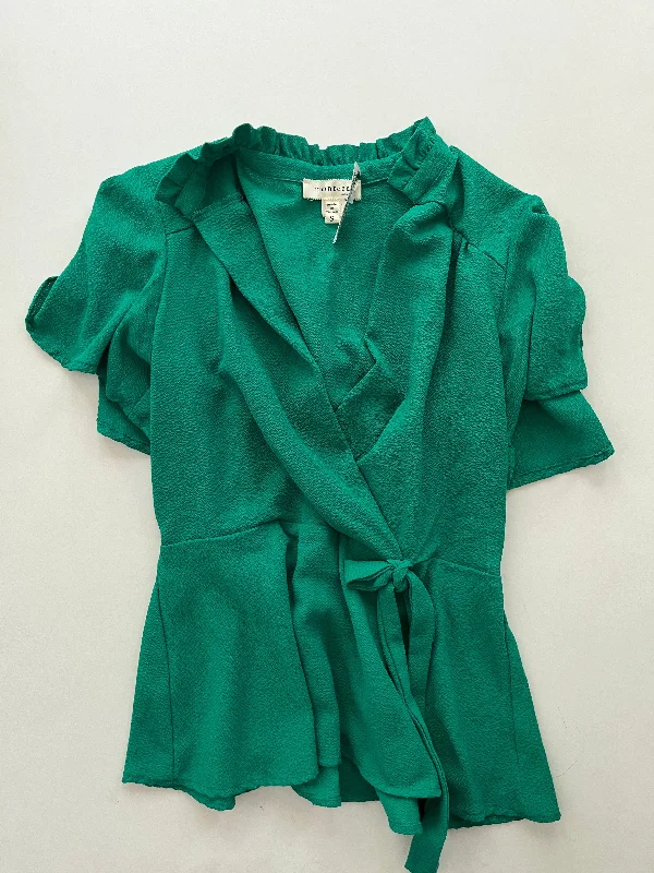 Blouse Short Sleeve By Monteau In Green, Size: S