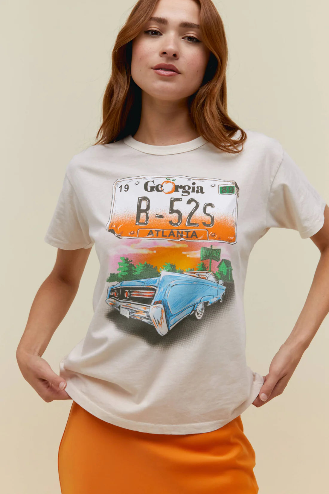 B-52's Love Shack Car Ringer Tee - Dirty White