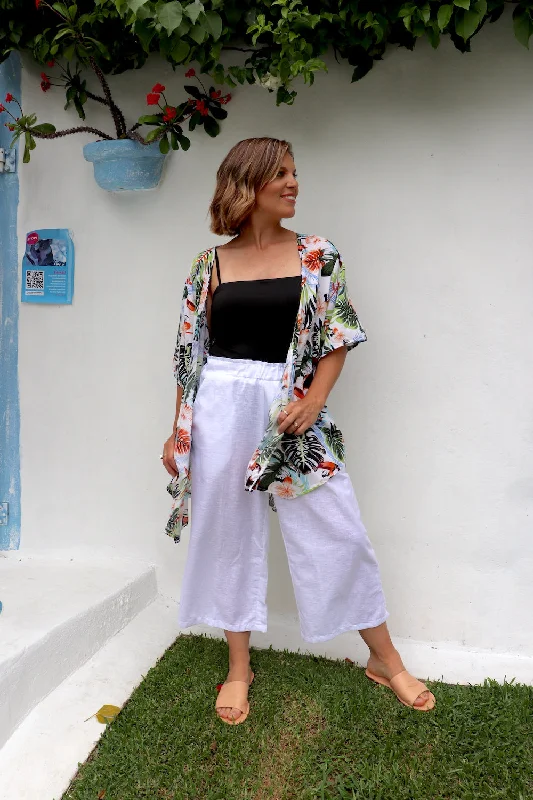 Short White Toucan Kimono