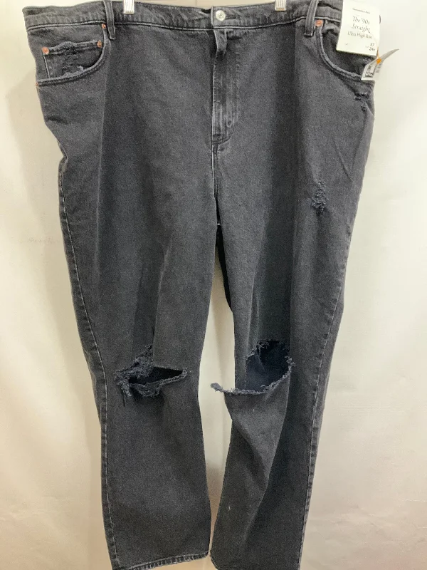 Jeans Straight By Abercrombie And Fitch In Black Denim, Size: 24