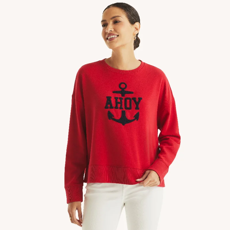 Nautica Womens Graphic Crewneck Sweatshirt