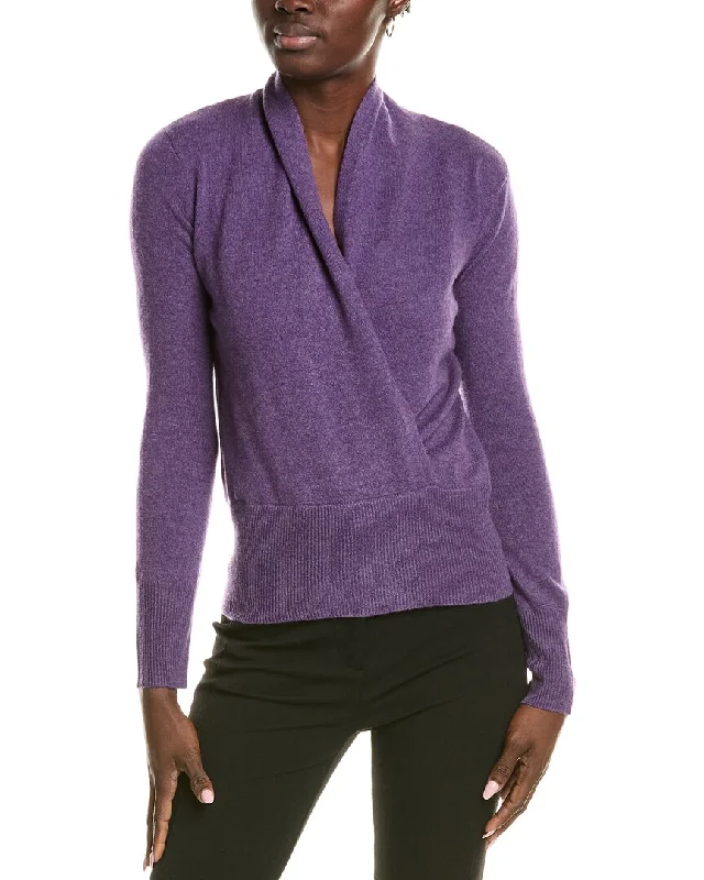 sofiacashmere Modern Faux Wrap Cashmere Sweater