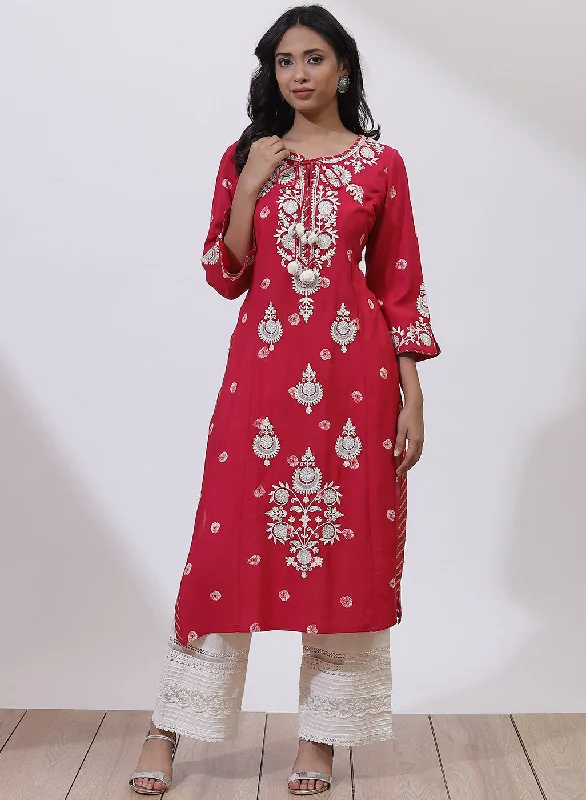 Pink Floral Embroidered Nargis Kurta