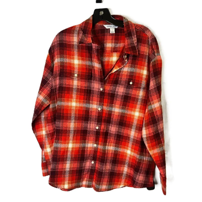 Top Long Sleeve By Old Navy In Plaid Pattern, Size: L