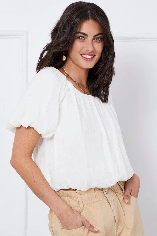 White Top Short Sleeve Round Neck Oversized