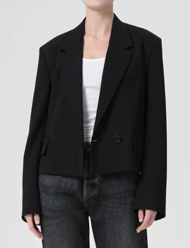 Callie Cropped Blazer, Black