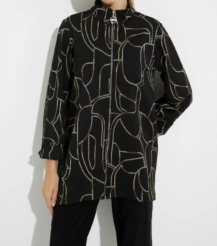 Boxy Cut Printed Jacket In Black/gold