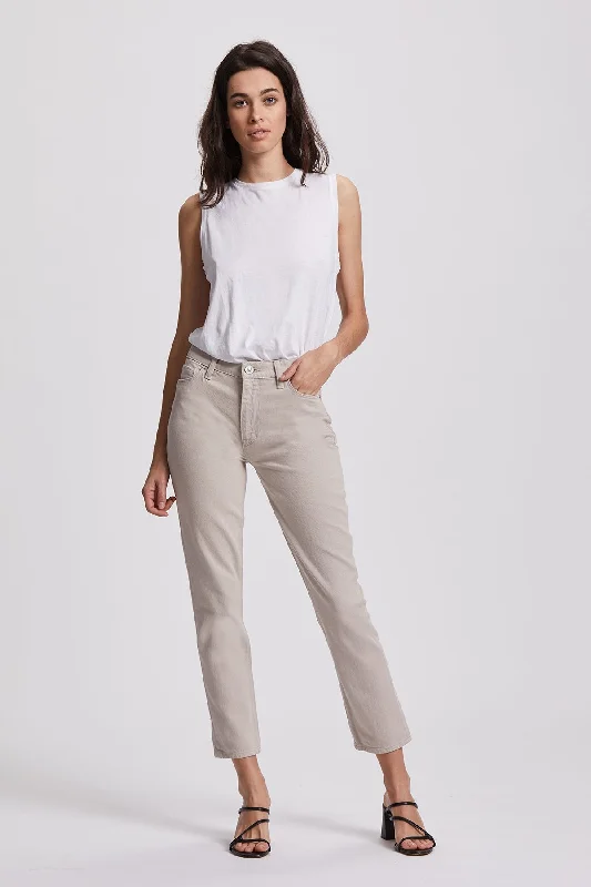 Barbara High Rise Crop Straight Jean - Ivory