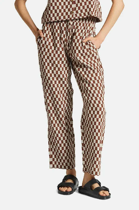 Mykonos Small Check Pant - Sepia