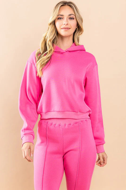 Weekend Love Pink Cropped Hoodie